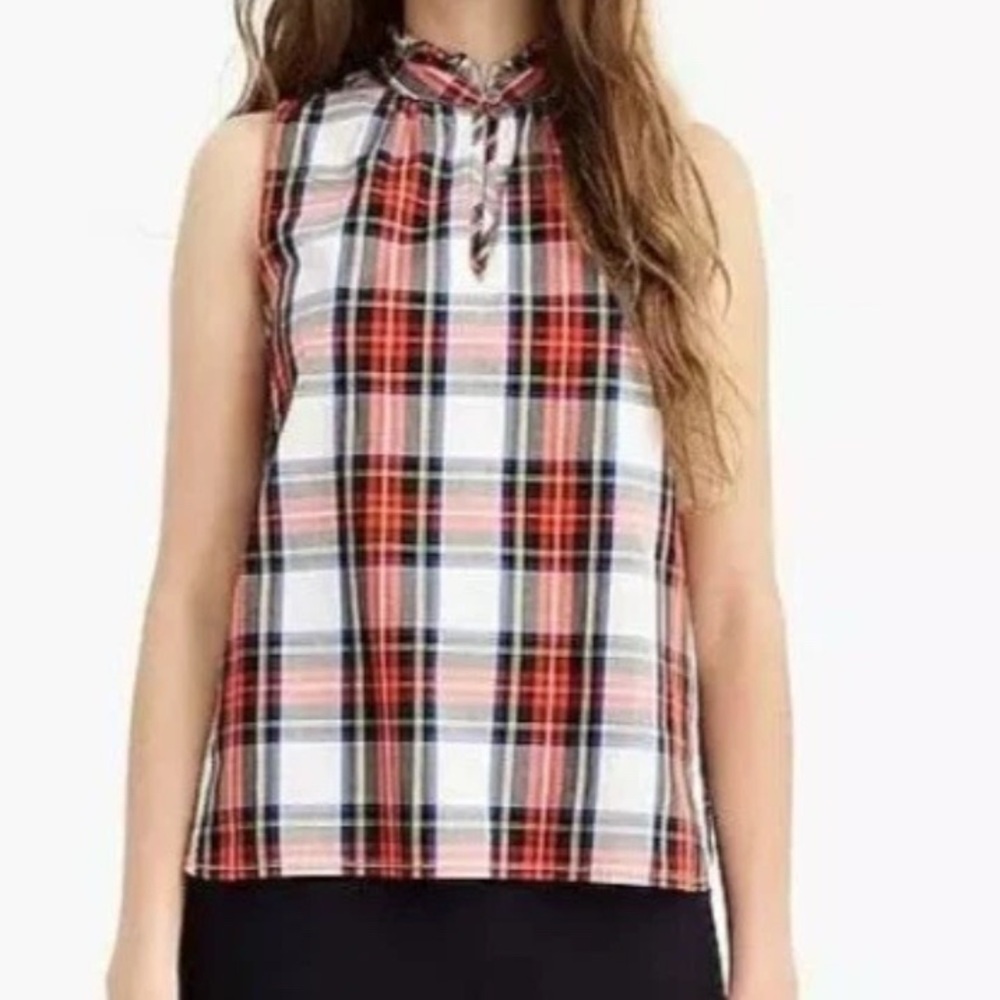 J. Crew tartan plaid sleeveless holiday top size 6 NEW